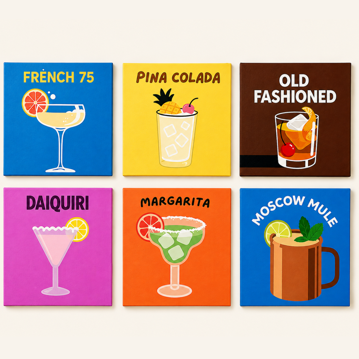Cocktails i Farger - Sett med 6 bilder