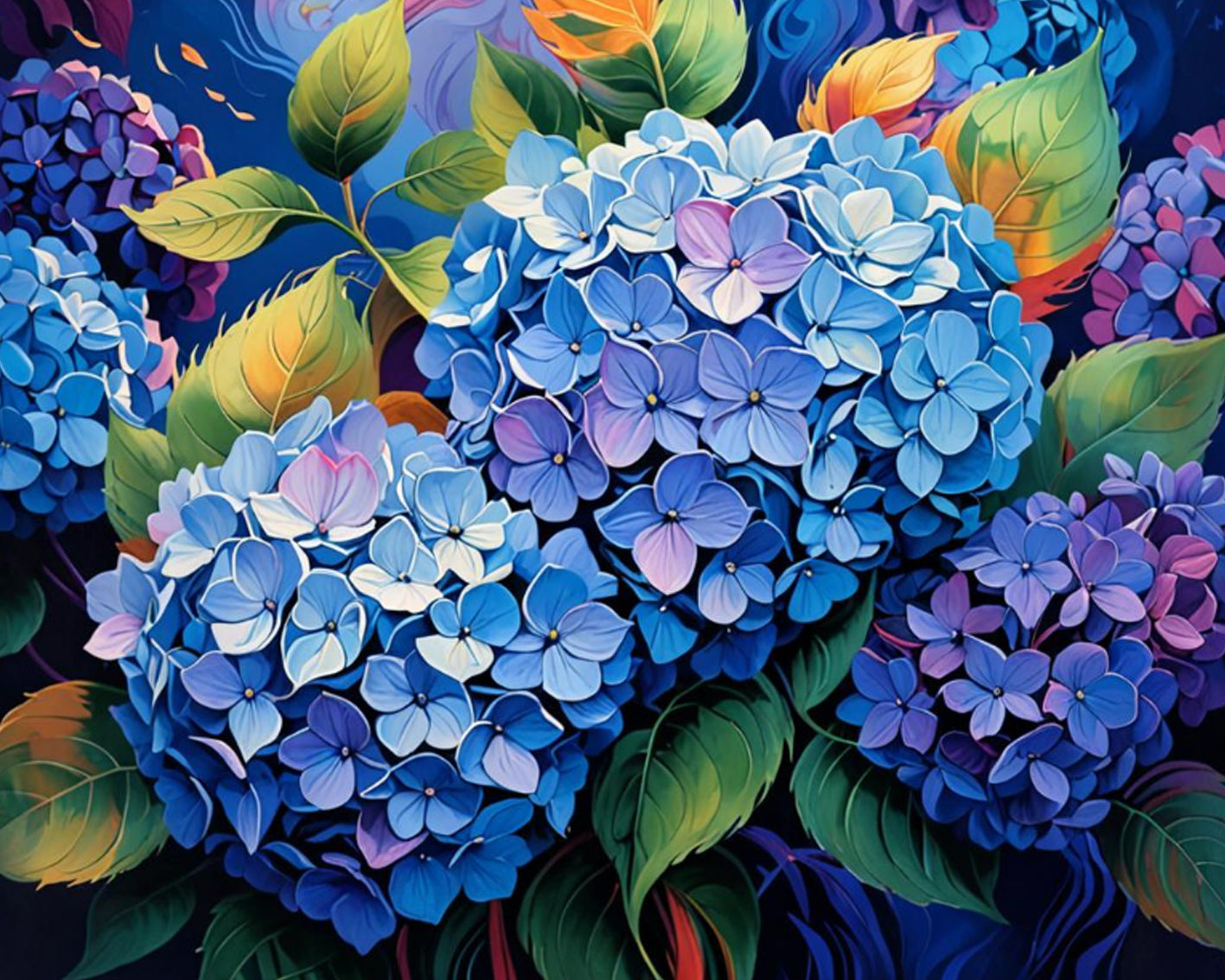 Blue Hydrangea in Full Bloom